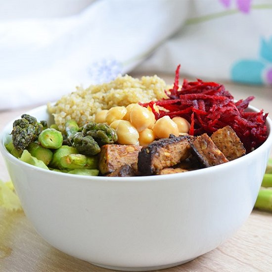 Asparagus Beet Salad With Almond Tofu