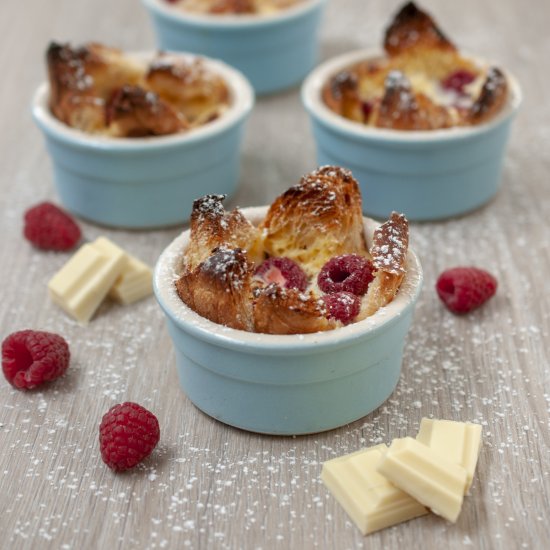 Raspberry+White Choc Bread Pudding