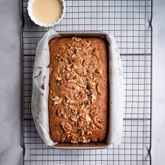 Eggless date and walnut cake