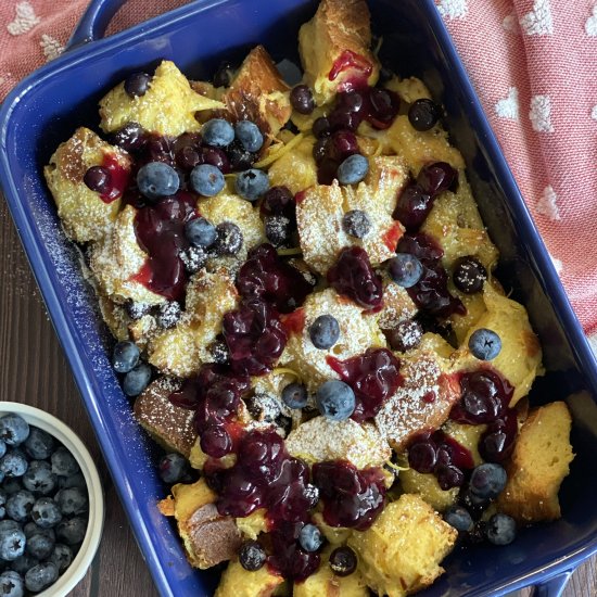 blueberry and lemon bread pudding