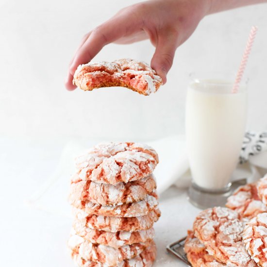 Strawberry Cake Mix Crinkle Cookies