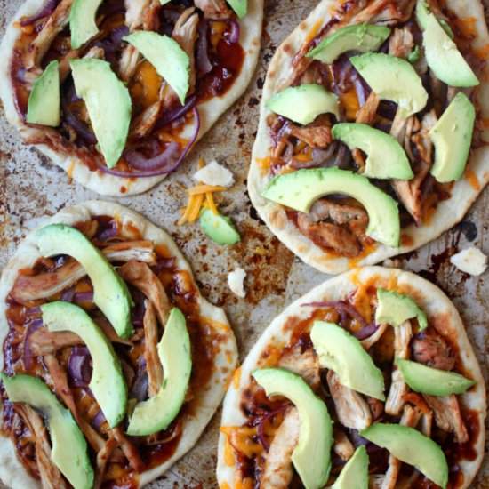 BBQ Chicken Avocado Naan Pizza