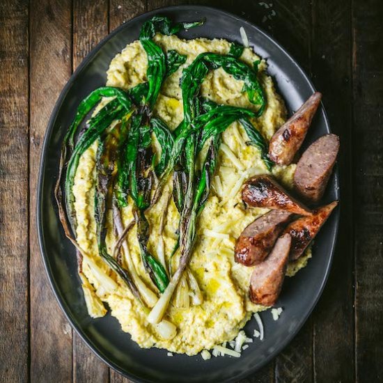 Cheddar Polenta with Charred Ramps