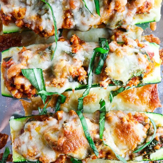 Chicken Parmesan Zucchini Boats