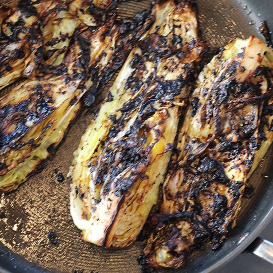 Charred cabbage with miso and lime