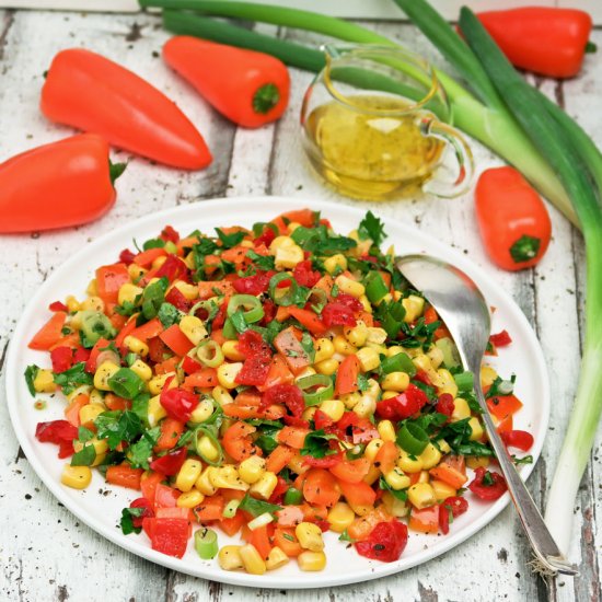 Corn and red pepper salad