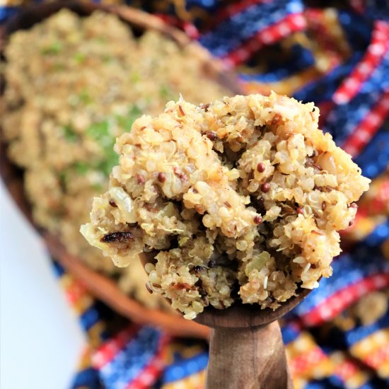 Crispy Spiced Tahini Quinoa