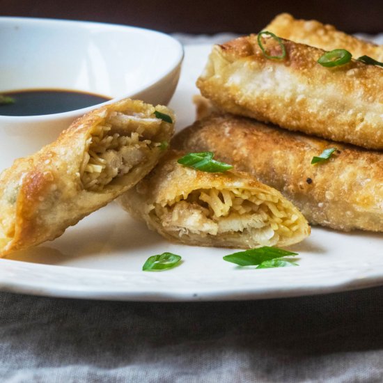 General Tso’s Ramen Egg Rolls