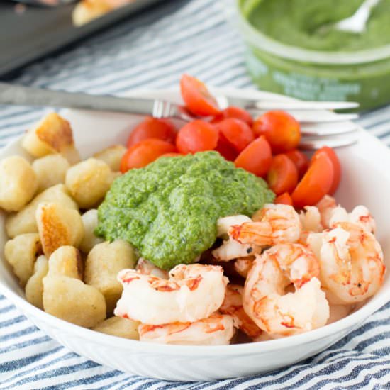 Pesto Cauliflower Gnocchi & Shrimp