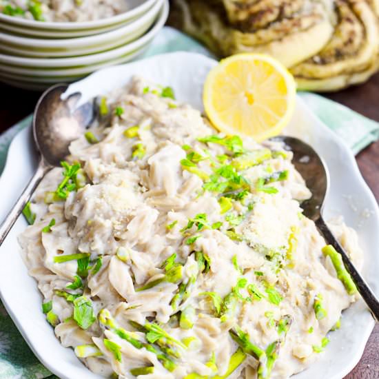 Lemon Orzo Pasta With Asparagus