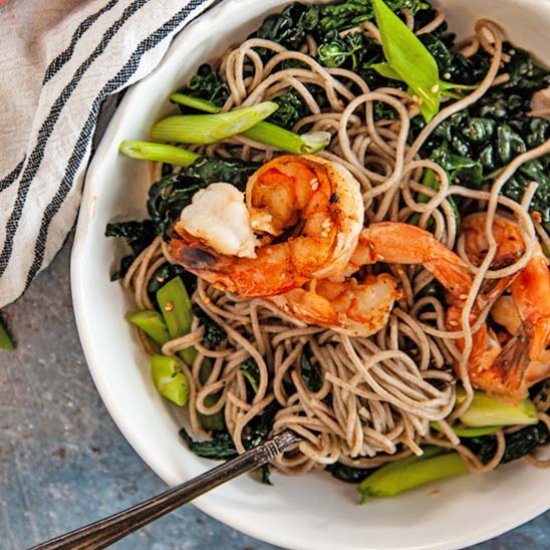 Sesame Kale Cold Soba Noodle Salad