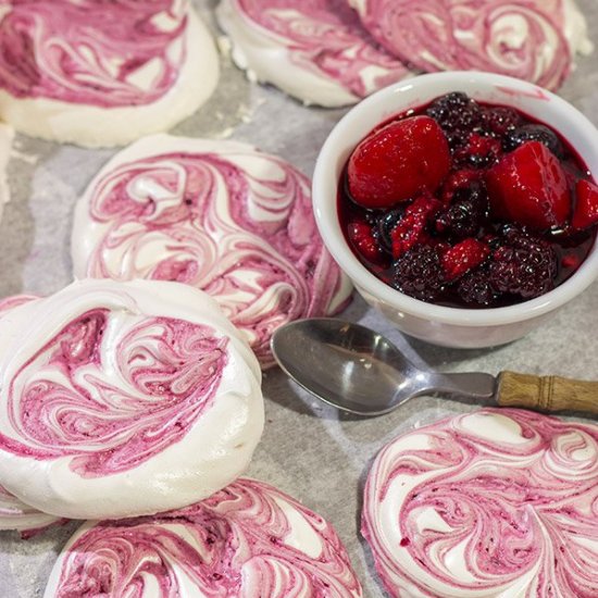 Blackberry Meringues with Berry Compote