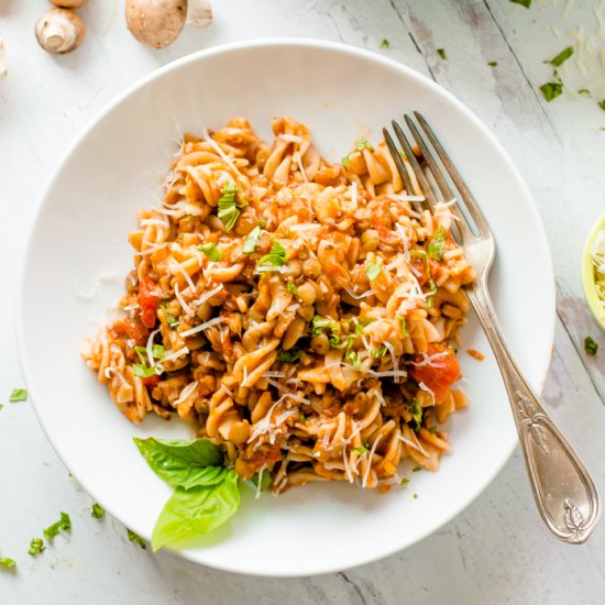 Lentil Mushroom Pasta