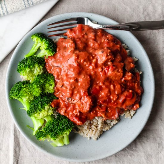 Vegan Tempeh Mushroom Stroganoff