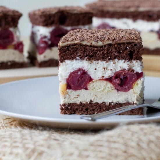 Halva cake with cherries