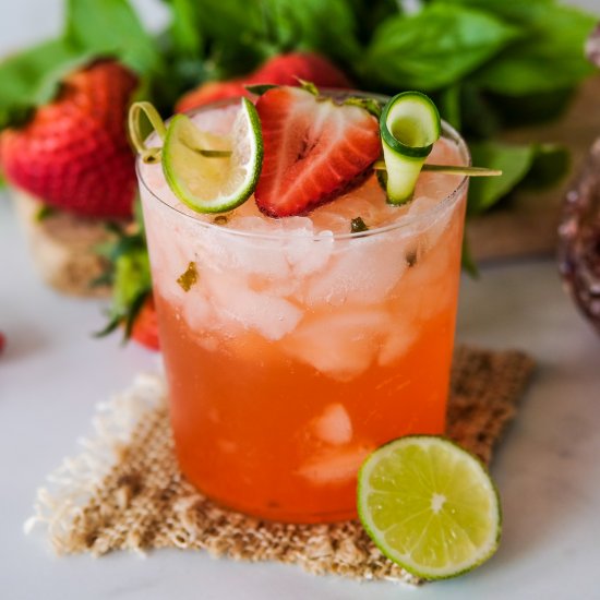 Strawberry Basil Gin Rickey