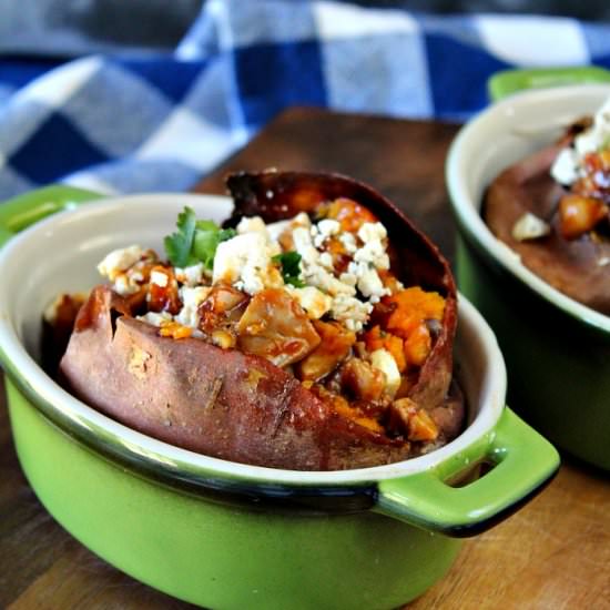 BBQ Chicken Baked Sweet Potatoes