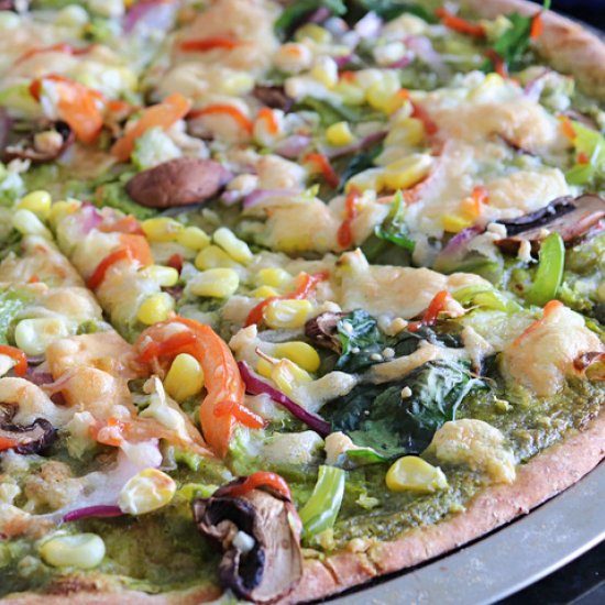 Cilantro Pesto Vegetable Pizza