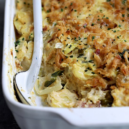 Potato Cabbage Casserole w/ Cheddar