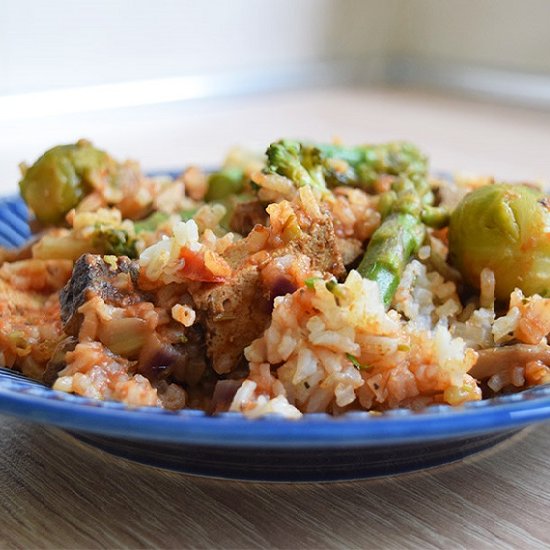 Asparagus Tofu Rice Pilaf