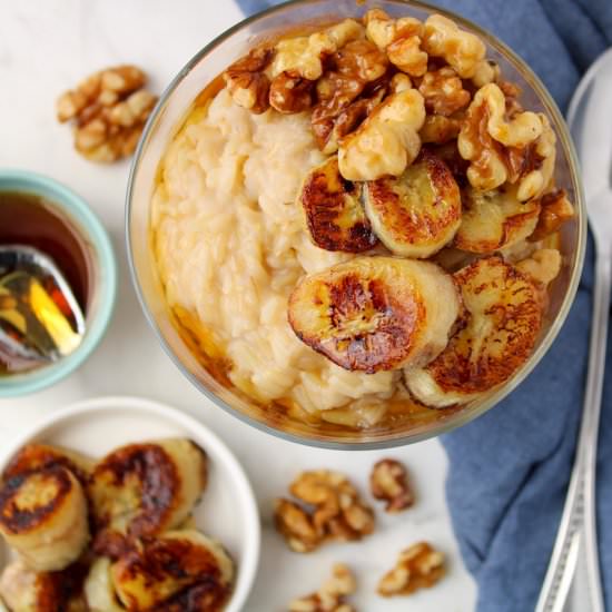 Vegan maple brown rice pudding