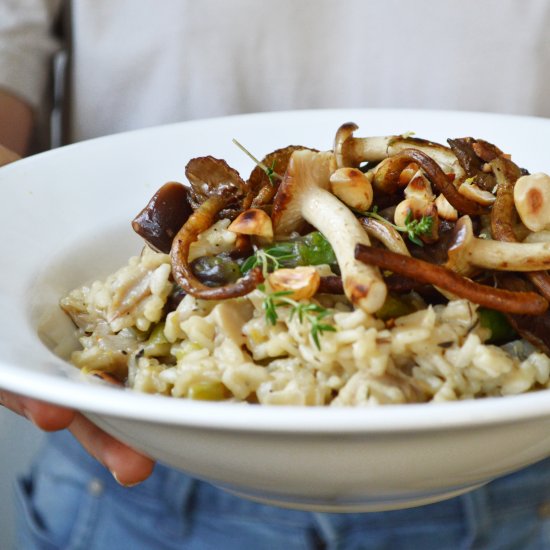 Mushroom asparagus risotto