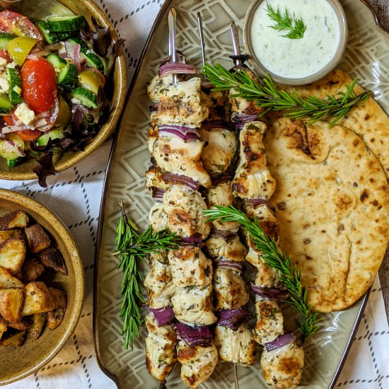 Chicken Souvlaki with Tzatziki