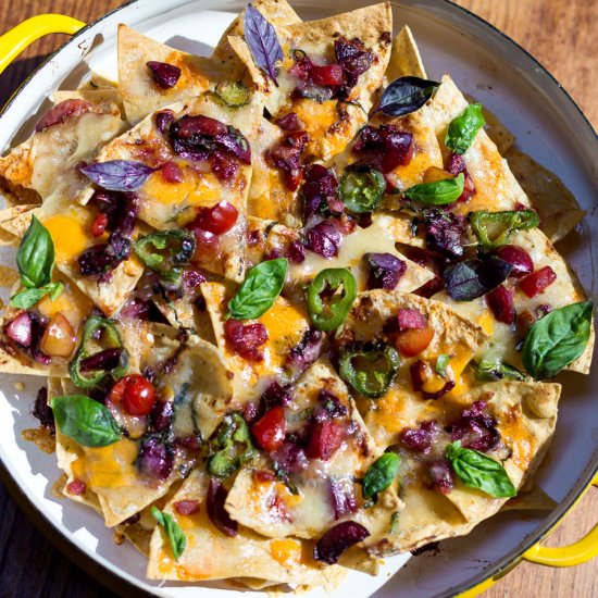 Nachos with cherry salsa