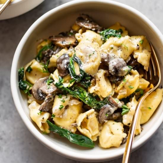 creamy spinach mushroom tortellini