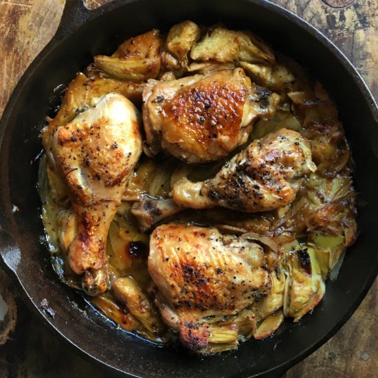 Braised Chicken with Artichokes