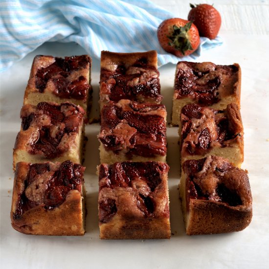 roasted strawberry sour cream cake