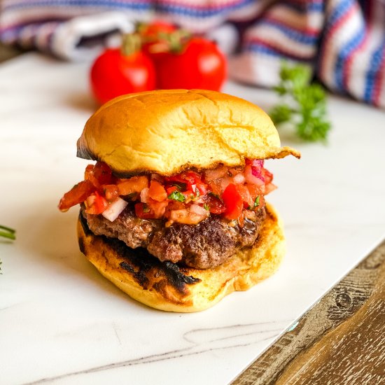 Burgers with Fresh Tomato Relish