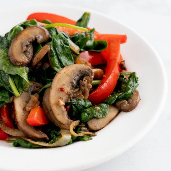 Spinach, Pepper, and Mushroom Sauté