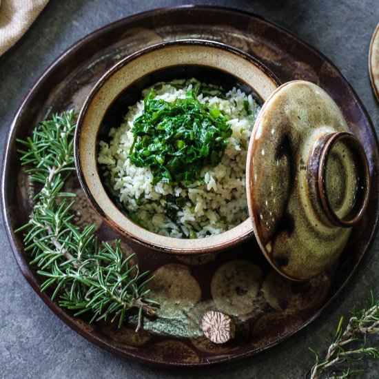 Spinach Rice With Truffle Butter