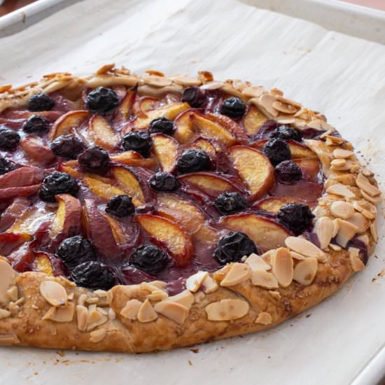 Peach and Blueberry Almond Galette