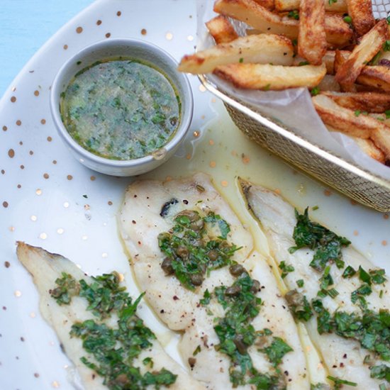 Grilled Lemon Herb Fish and Chips