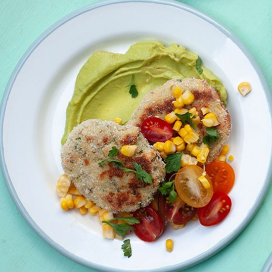 Hake Patties with Avocado Cream