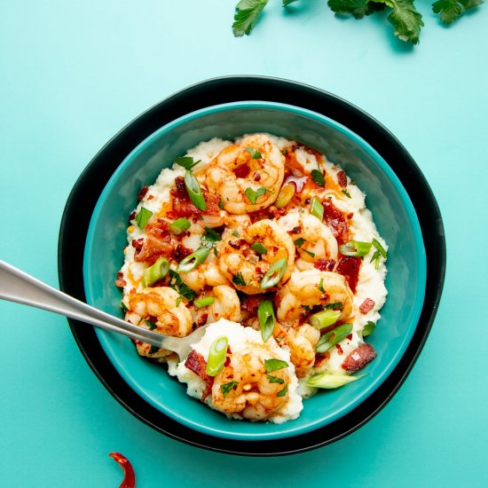 Shrimp and Cauliflower Grits