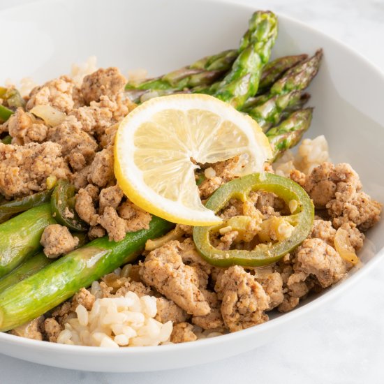 Spicy Lemon Turkey Asparagus Bowl