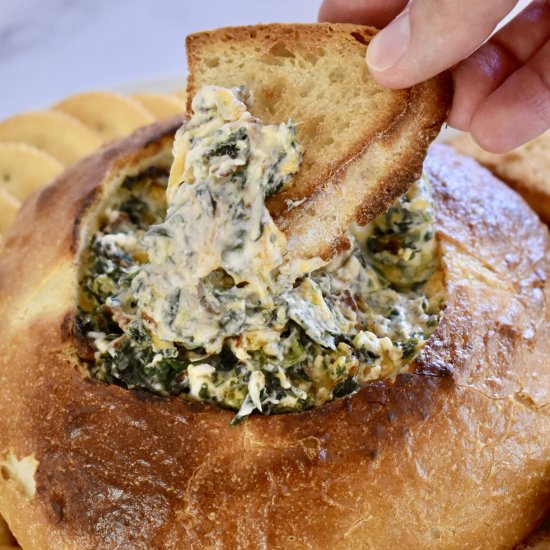 Bacon Spinach Dip Loaf