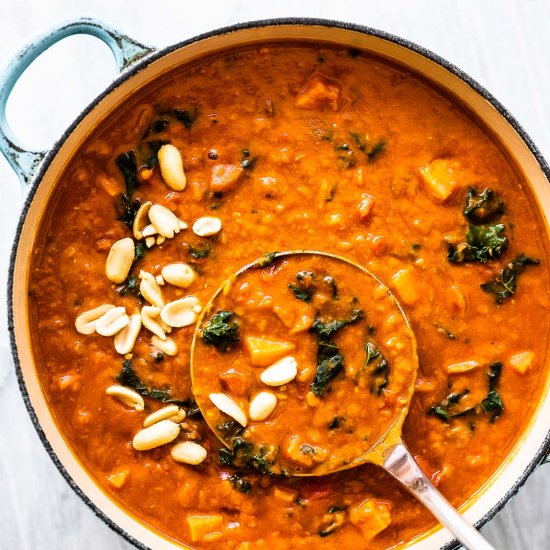 Coconut Red Lentil Peanut Soup