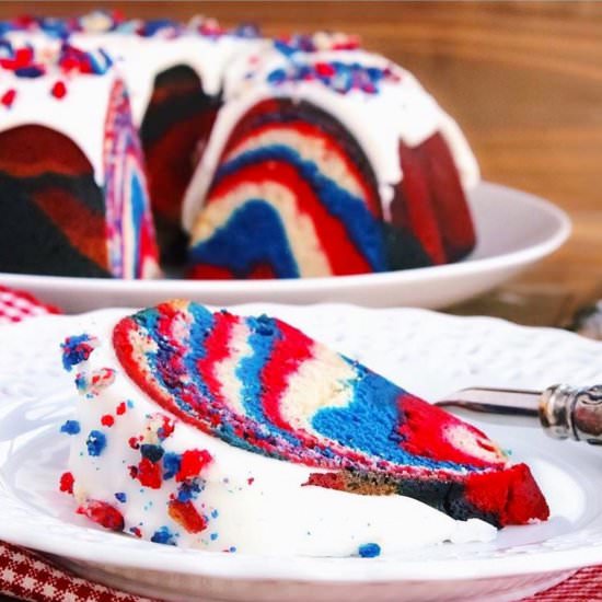 Red, White and Blue Swirl Cake