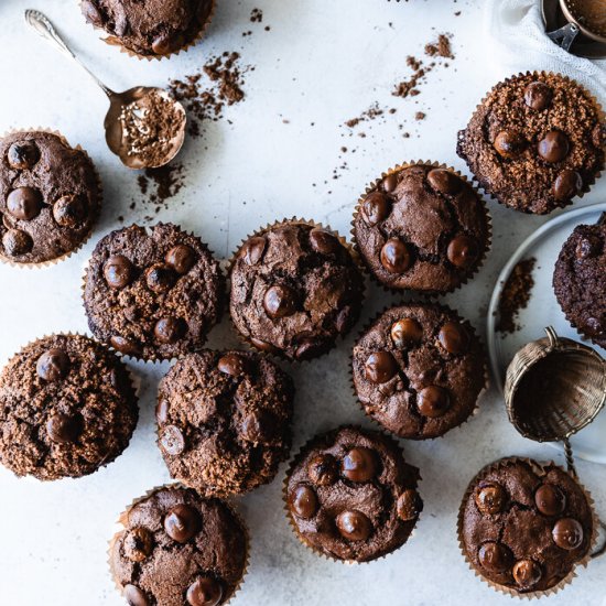 Double Chocolate Olive Oil Muffins