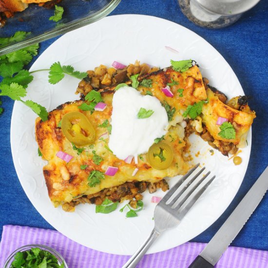 Mushroom Lentil Enchiladas