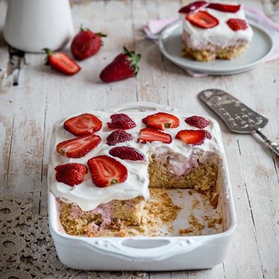 Strawberry Cheesecake Poke Cake