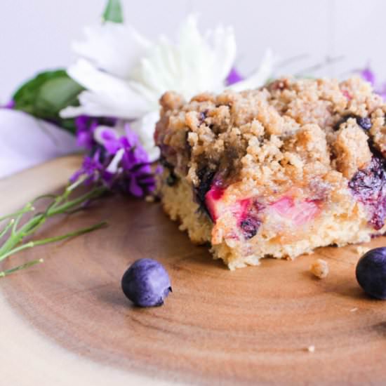 Blueberry Rhubarb Buckle Cake