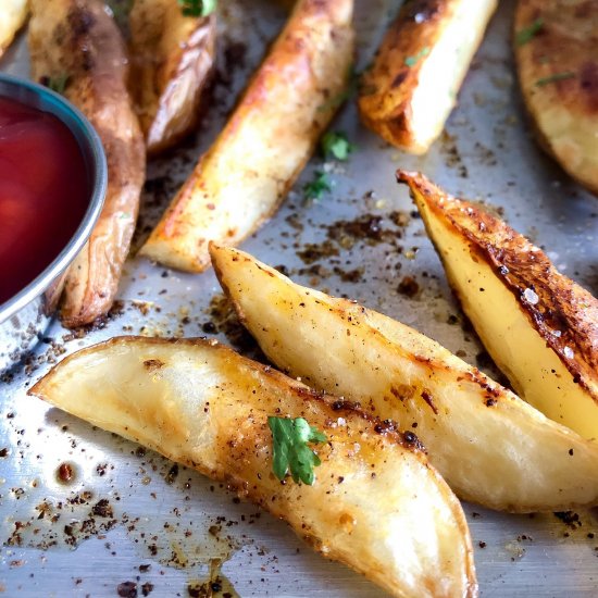 Vegan baked potato wedges