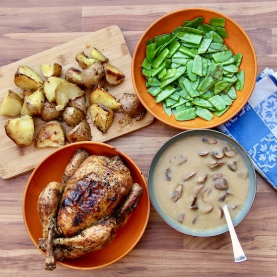 Roast Chicken Dinner with Gravy