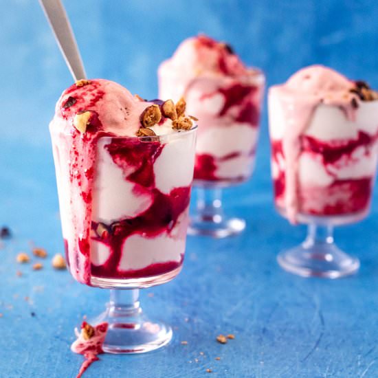 Raspberry Cream Knickbocker Glory