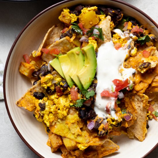 Vegan Chilaquiles w/ Tofu Scramble